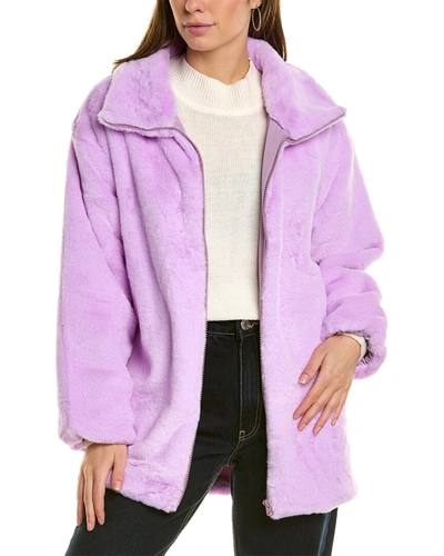 Adrienne Landau Fuzzy Coat In Purple
