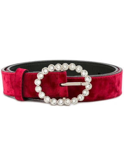 Kate Cate Madonna Crystal Buckle Velvet In Red