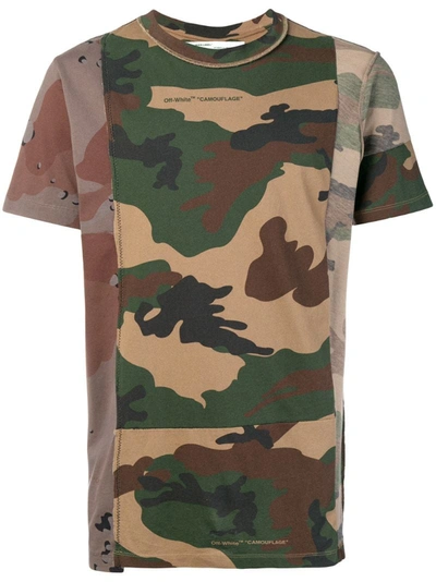 Off-white Panelled Camouflage Cotton T-shirt In Green