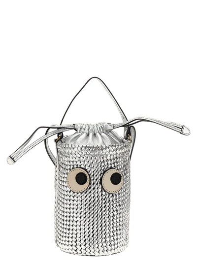 Anya Hindmarch Mini Eye Crossbody Bags Silver In Metallic,silver