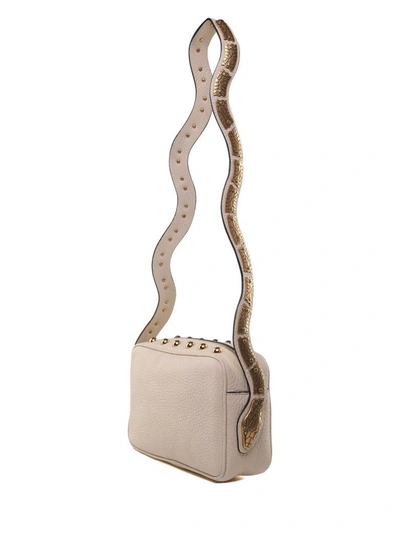 Red Valentino Sin Snake-embellished Leather Shoulder Bag In Avorio