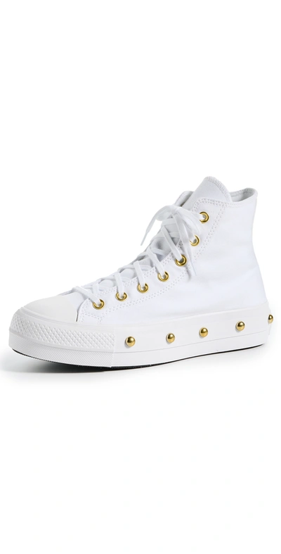 White studded outlet converse high tops