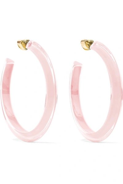 Alison Lou Medium Jelly 14-karat Gold-plated, Enamel And Lucite Hoop Earrings In Bubblegum