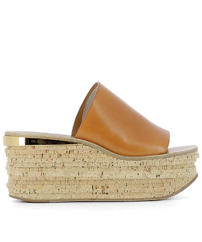 Chloé Brown Leather Wedge Shoes
