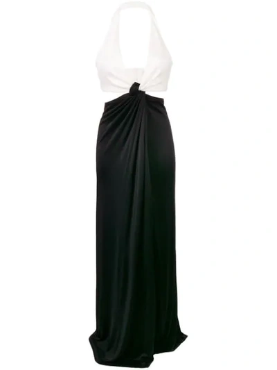 Galvan Eclipse Draped Two-tone Gown In Black & White