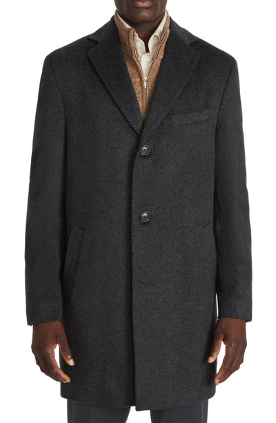 Jack Victor Wesley Wool & Cashmere Top Coat In Charcoal
