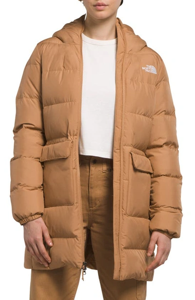 The North Face Gotham 550 Fill Power Down Hooded Parka In Almond Butter