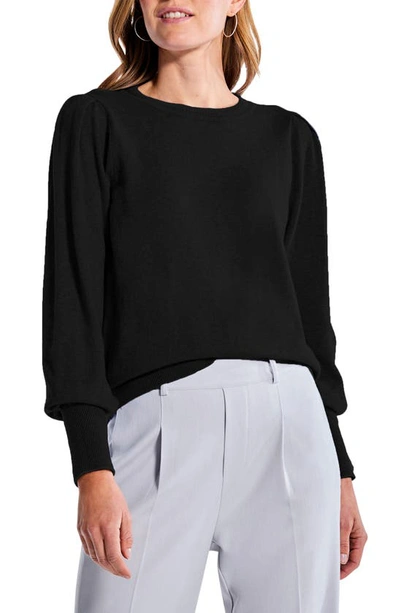 Nic + Zoe Pleat Shoulder Sweater In Black Onyx