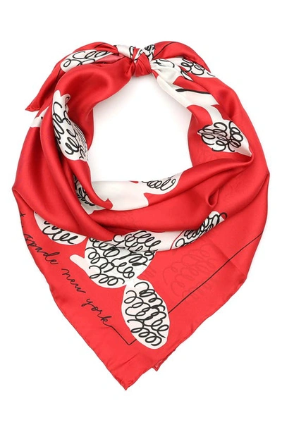 Kate Spade Poodles Silk Square Scarf In Engine Red