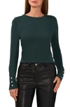 Halogen Button Cuff Cotton Blend Sweater In Junebug Green