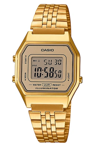 Casio Vintage La680wga-9vt Digital Bracelet Watch, 33.5mm × 28.6mm In Gold
