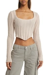 Pacsun Chandler Cotton Corset Sweater In Gray Morn