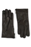 Allsaints Zip Leather Gloves In Bitter Brown/ Gunmetal