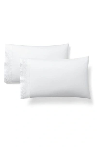 Ralph Lauren Eloise Organic Cotton 624 Thread Count Embroidered Sheet In Studio White