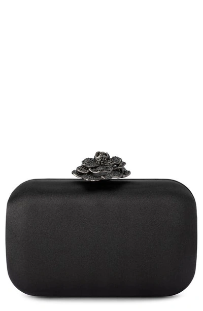 Olga Berg Rosa Crystal Lock Frame Clutch In Black
