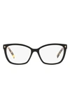 Prada 55mm Rectangular Optical Glasses In Matte Black