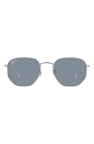 Ray Ban 51mm Polarized Geometric Sunglasses In Silver