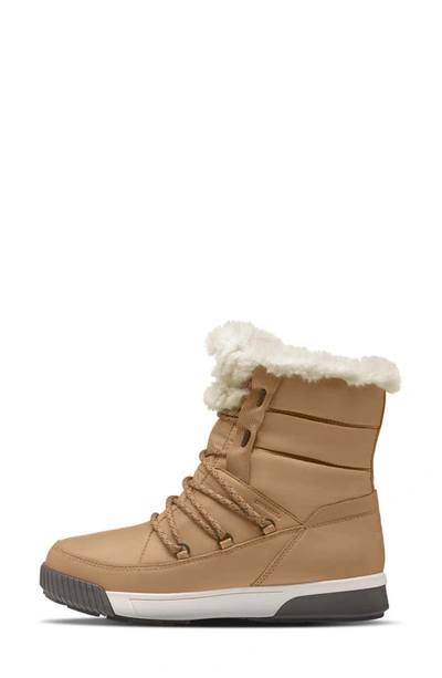 The North Face Sierra Luxe Waterproof Boot With Faux Shearling Trim In Almond Butter/ Falcon Brown