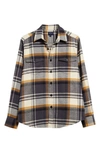 Noah Heavyweight Plaid Flannel Button-up Shirt In Natural/dark Brown/b