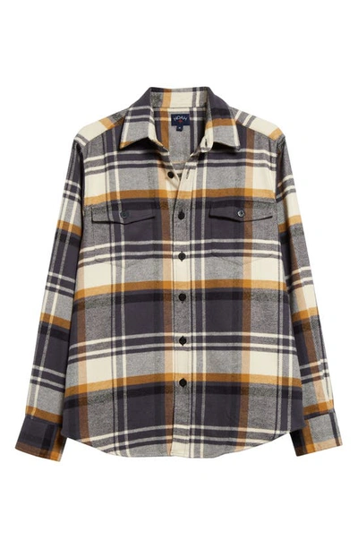 Noah Heavyweight Plaid Flannel Button-up Shirt In Natural/dark Brown/b