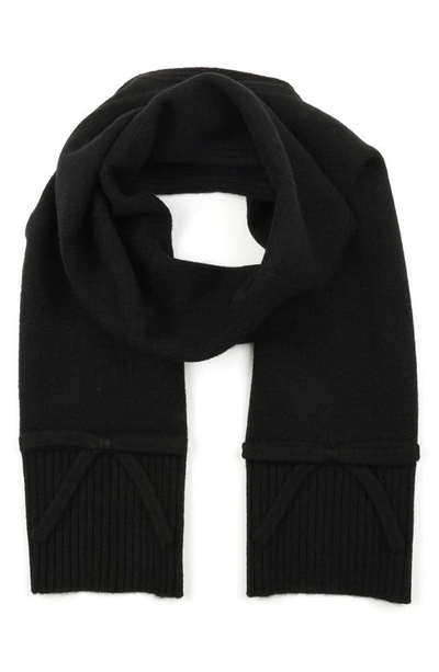 Kate Spade Bow Wool Scarf In Black