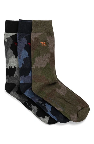 Rodd & Gunn Duntroon Camo Assorted 3-pack Cotton Blend Crew Socks In Multi Brown/ Grey/ Blue