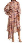 Elliatt Astrid Floral Long Sleeve Midi Dress In Orange Multi