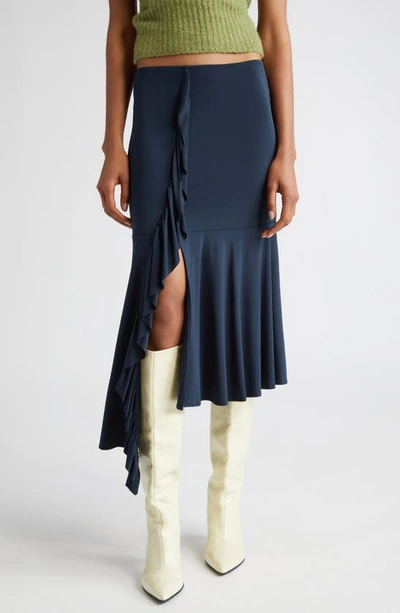 Paloma Wool Gelly Cascade Ruffle Asymmetric Jersey Skirt In Blue