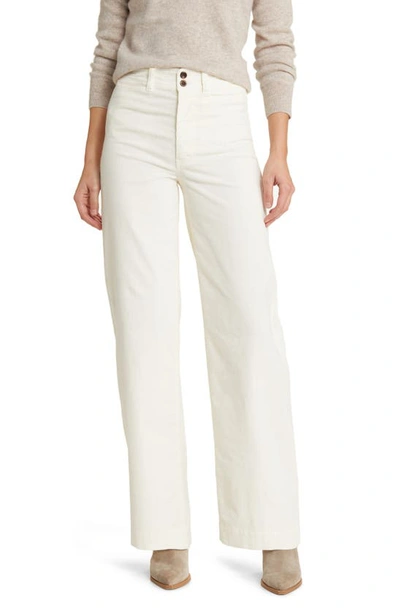 Faherty Corduroy Wide Leg Pants In Egret