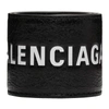 Balenciaga Cycle Printed Textured-leather Bracelet In 1090 Blk/wh