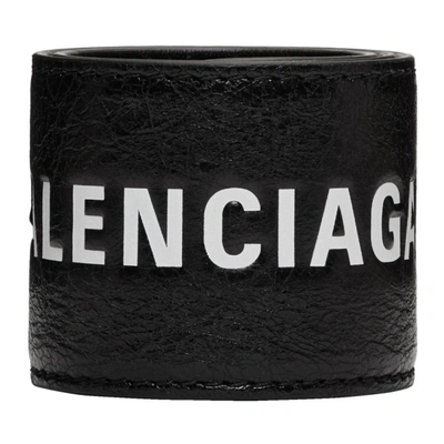 Balenciaga Cycle Printed Textured-leather Bracelet In 1090 Blk/wh | ModeSens