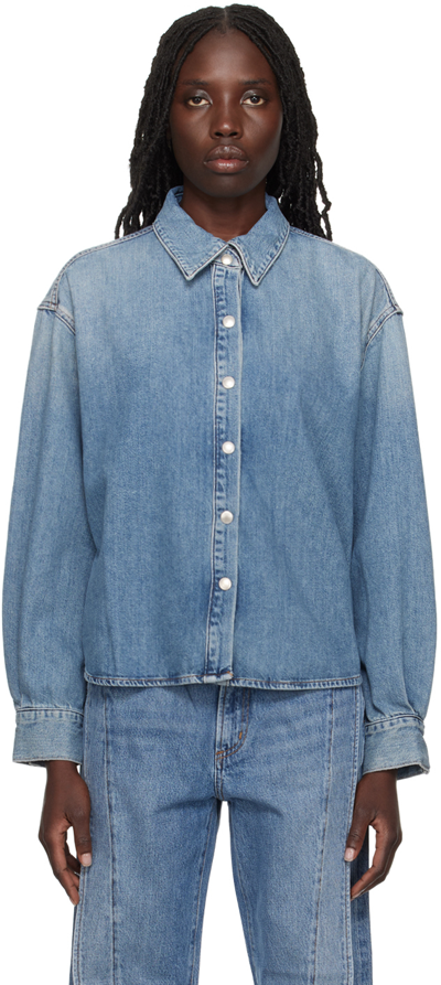 Agolde Two-pocket Denim Shirt In Blue