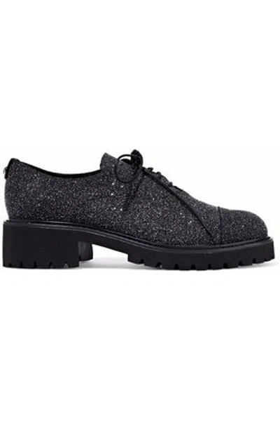 Giuseppe Zanotti Woman Glittered Leather Brogues Black