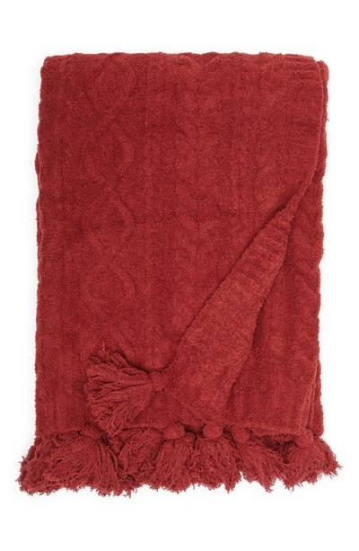Barefoot Dreams Cozychic Cable Throw In Crimson