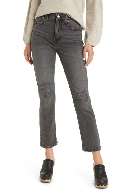 Madewell The Perfect Ripped High Waist Tapered Jeans In Bartlett Wash