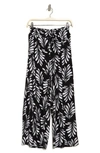 Ellen Tracy Palm Outline Smocked Crop Pants In Black Leaf