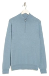 14th & Union 14th And Union Cotton Cashmere Quarter Zip Trim Fit Sweater In Blue Smoke