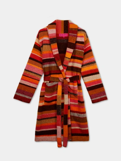 The Elder Statesman Striped Cashmere Dressing Gown (large) In Multi