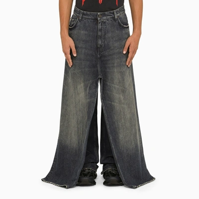 Balenciaga Blue Double Front Jeans In Black