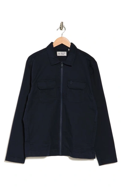 Original Penguin Cotton Twill Jacket In Dark Sapphire
