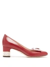 Gucci - Madelyn Crystal Embellished Leather Pumps - Womens - Red