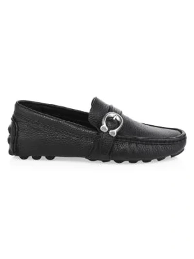 Coach Leather C Strap Driver Loafers In Black