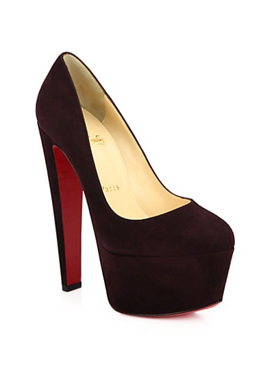 Christian Louboutin Alta Vicky Suede Platform Pumps In Plum ModeSens