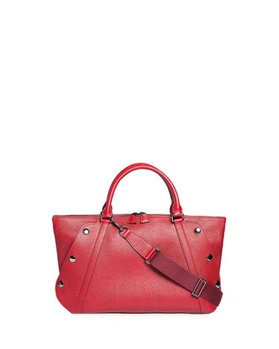 Akris Aimee Small Bicolor Leather Satchel Bag In Crimson