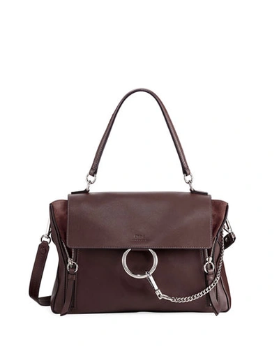 Chloé Faye Day Mixed Flap Medium Shoulder Bag In Brown