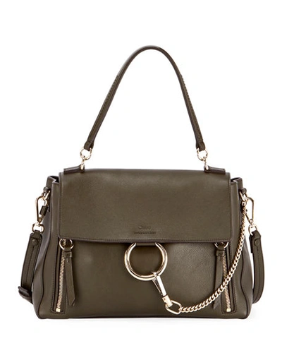 Chloé Faye Day Small Pebbled Ring Shoulder Bag In Forest