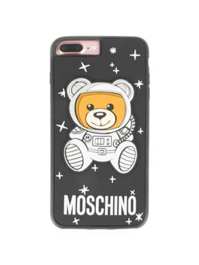 Moschino Black Astro Bear Iphone 8 Case In Pink Multi