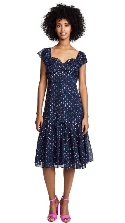 Rebecca Taylor Sleeveless Sweetheart neck A line Speckled Dot Silk