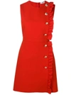 Msgm Ruffle Button-trim Mini Dress In Red