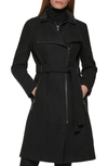Calvin Klein Wool Blend Bib Coat In Black Twill